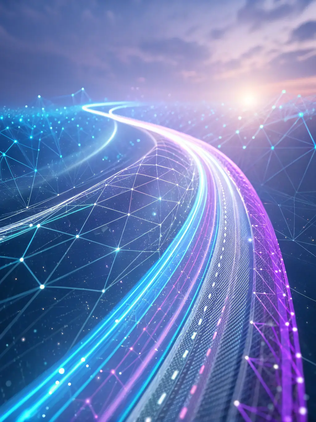 An abstract image representing data flowing through automated systems, highlighting the efficiency and connectivity of Saigent's automation solutions.