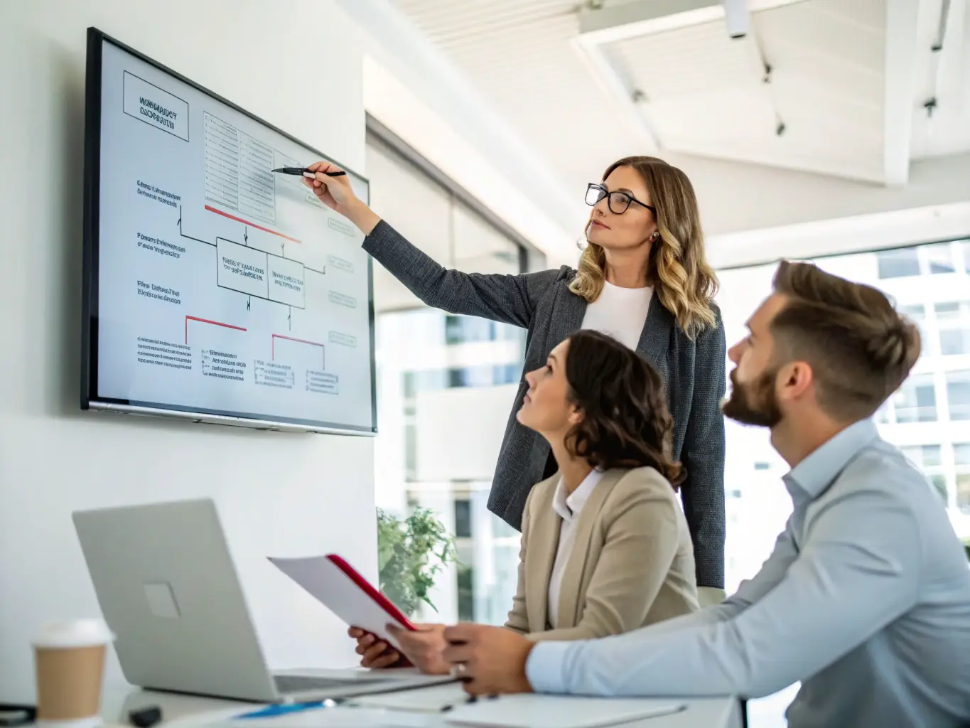 A visual representation of a business process being redesigned and optimized, highlighting key areas of improvement and efficiency gains.